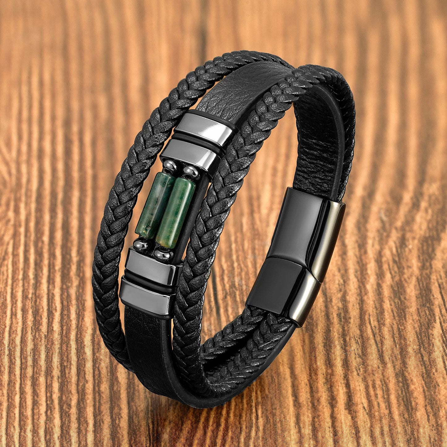 Multilayer Leather Stone Band