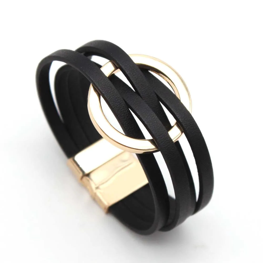 Leather Fashion Wide Wrap Band