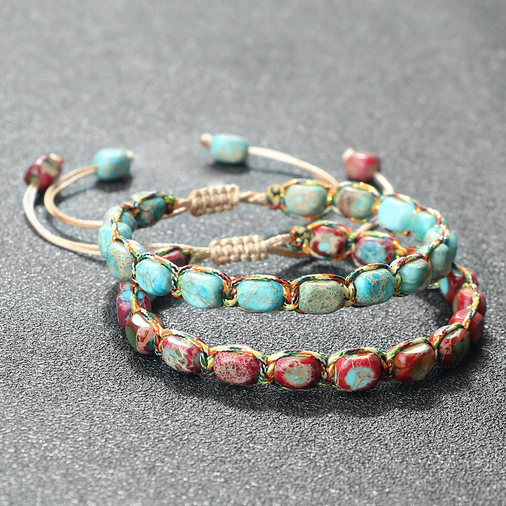 Square Stone Bohemian Beaded Band